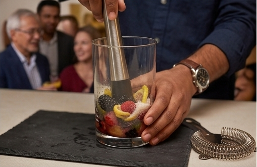 Stainless Steel Cocktail Shaker  with Wooden Stand for Home Bar Party